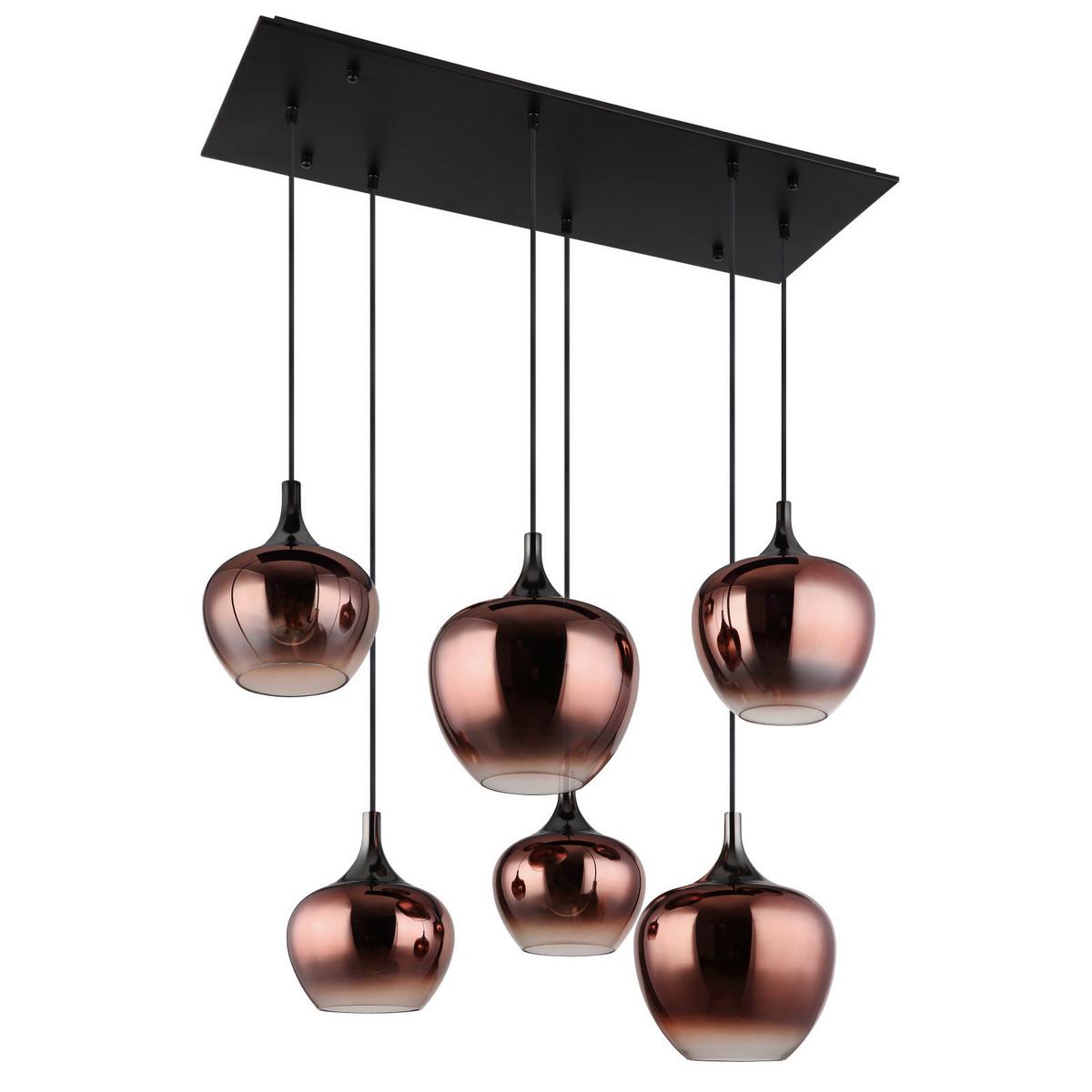 Hängeleuchte Maxy Kupferfarben max. 40 Watt - Schwarz/Kupferfarben, Basics, Glas/Metall (86/42/120cm) - Globo