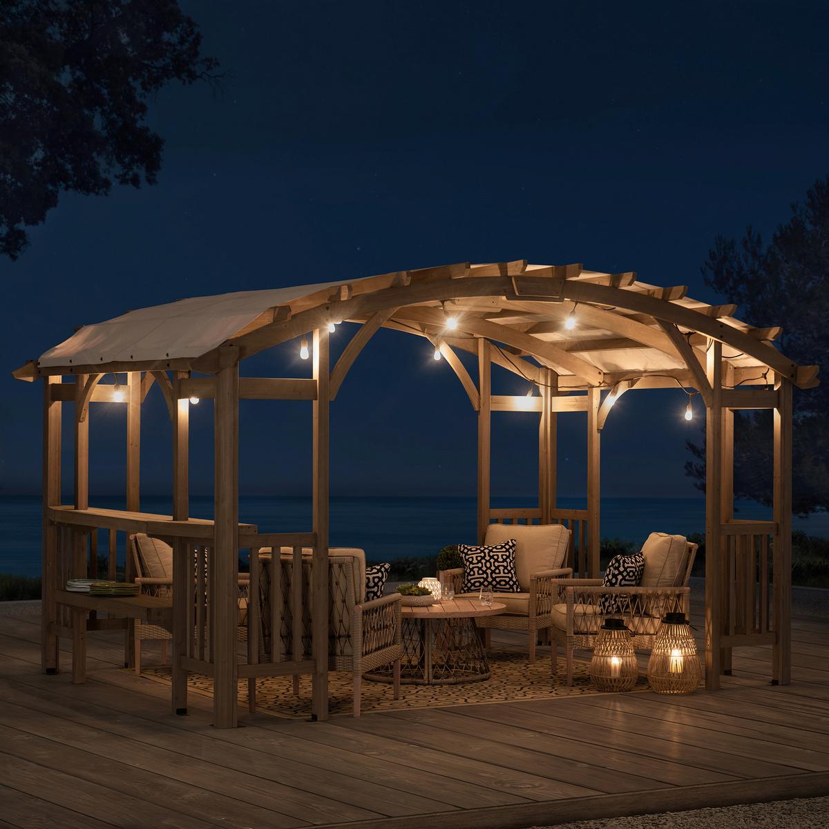 Pavillon Naturfarben/Hellgrau - Hellgrau, Basics, Textil (427/250/305cm)
