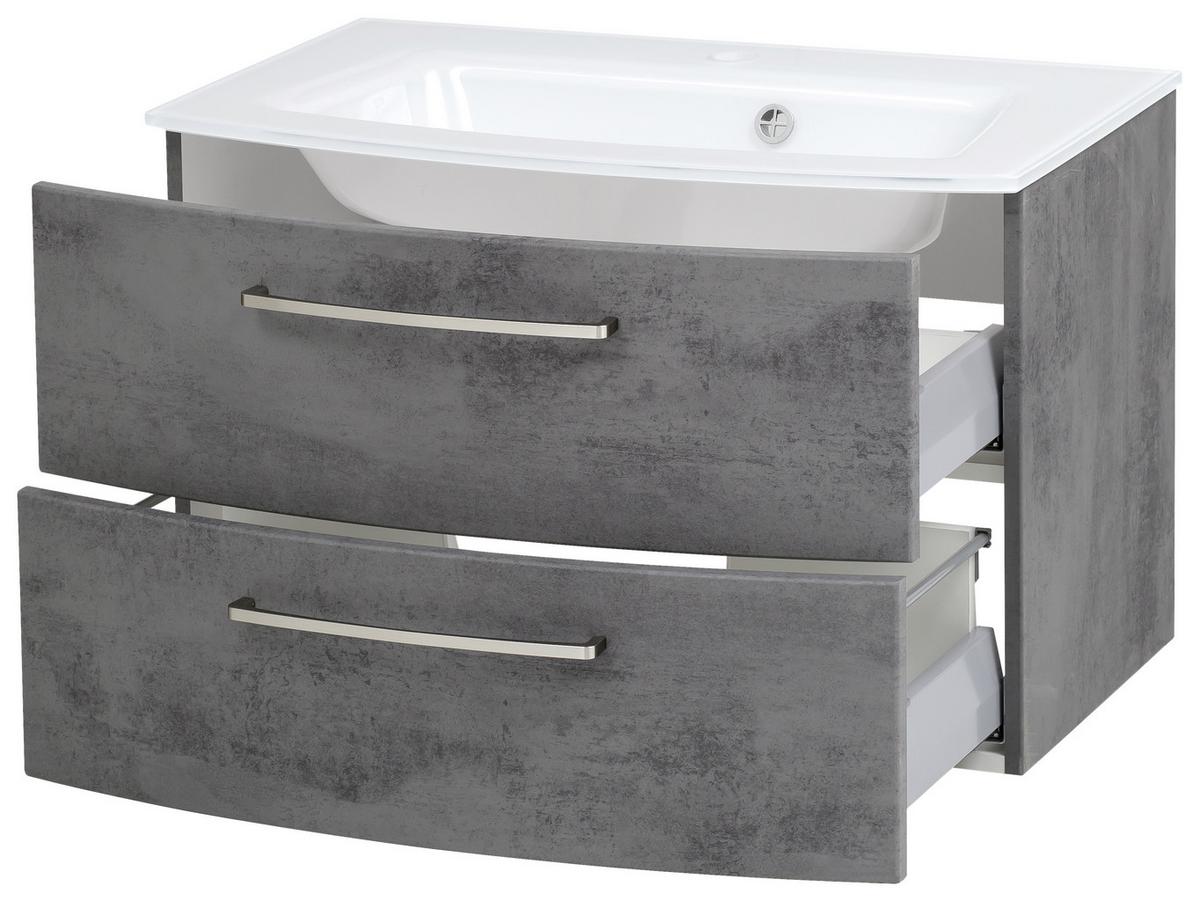 Badmöbel-Set 3-tlg inkl. LED Stockholm 80cm Weiß - Weiß/Grau, KONVENTIONELL, Holzwerkstoff (80cm) - Held
