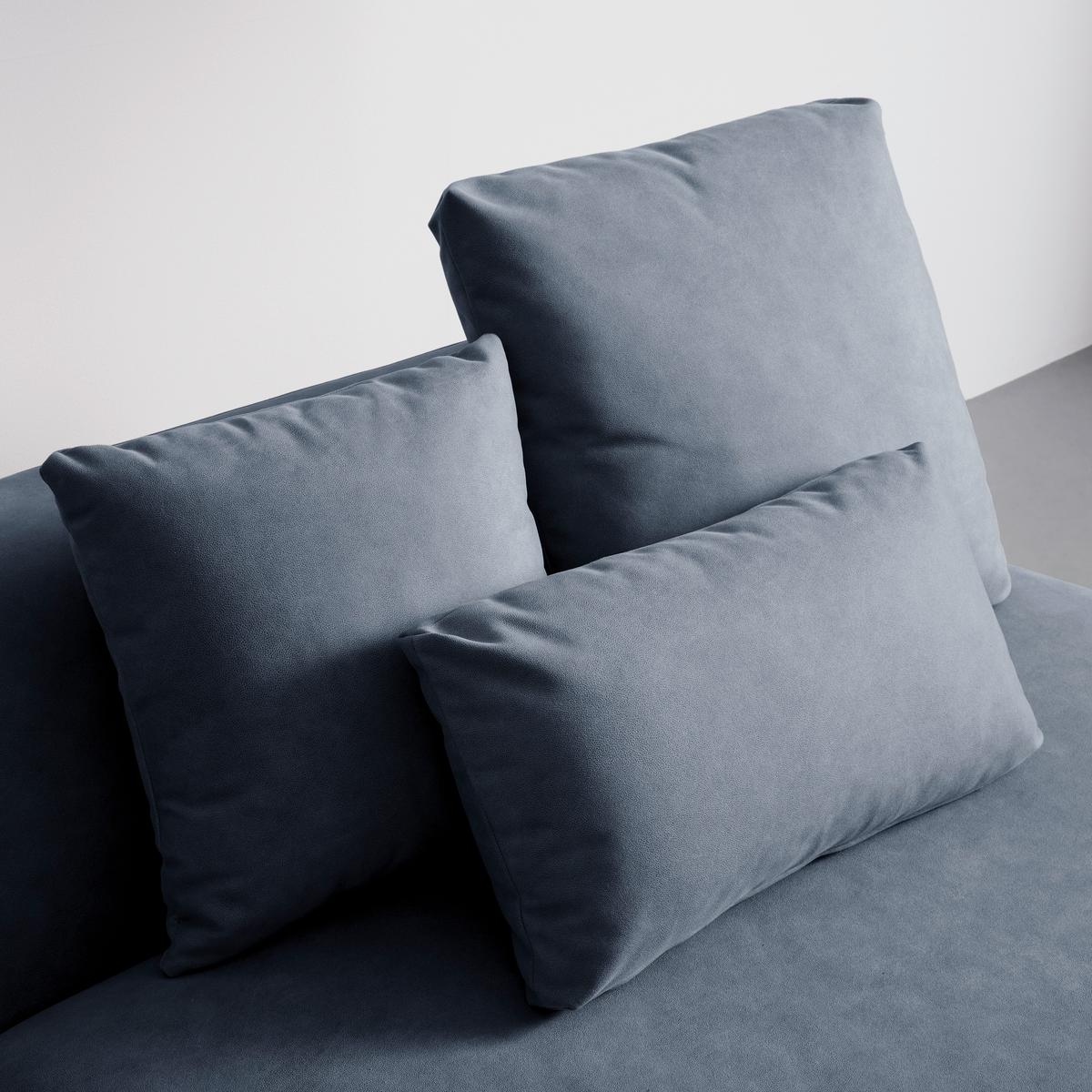 Wohnlandschaft Anna Grau Volours - Blau/Weiß, MODERN, Holz/Kunststoff (360/71/134cm) - Bessagi Home
