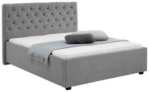 Oblazinjena Postelja Miami, Svetlo Siva, 140x200 - črna/svetlo siva, Basics, tekstil (156/120/212cm) - Modern Living