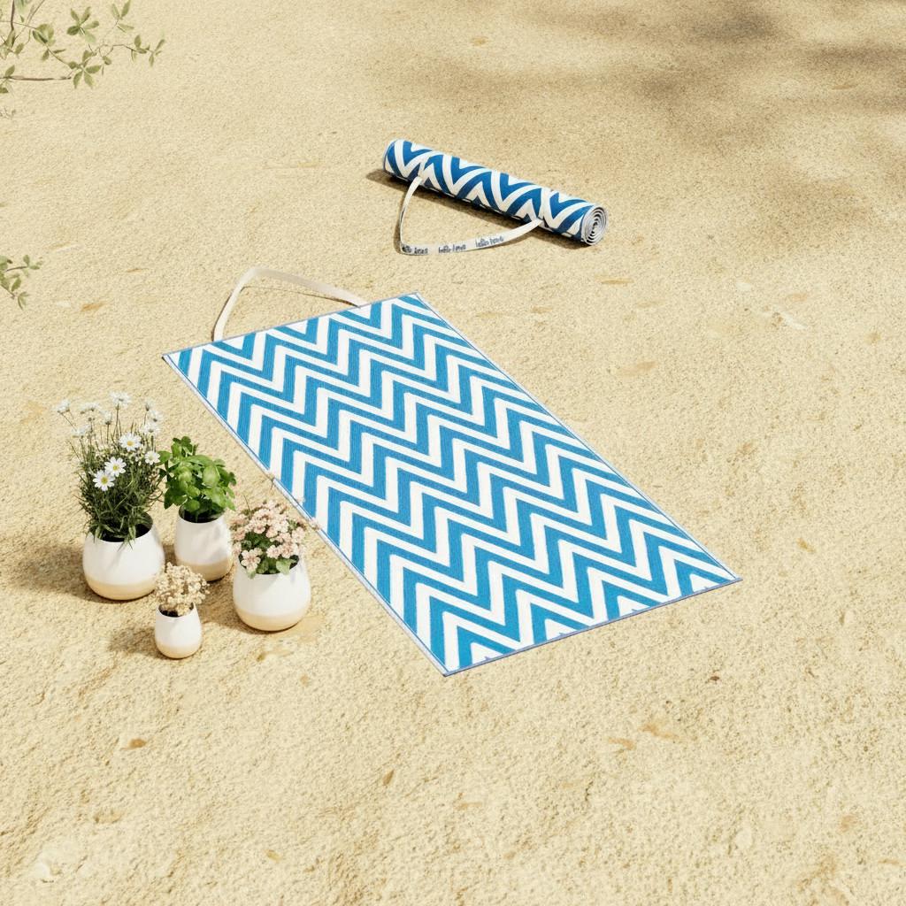 STRANDMATTA RIYA - blå, Modern, textil/plast (70/170cm) - Bessagi Garden