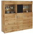 Highboard in Eichefarben - Eichefarben/Schwarz, MODERN, Glas/Holzwerkstoff (140/135/37cm) - Modern Living Highboard in Eichefarben - Eichefarben/Schwarz, MODERN, Glas/Holzwerkstoff (140/135/37cm) - Modern Living