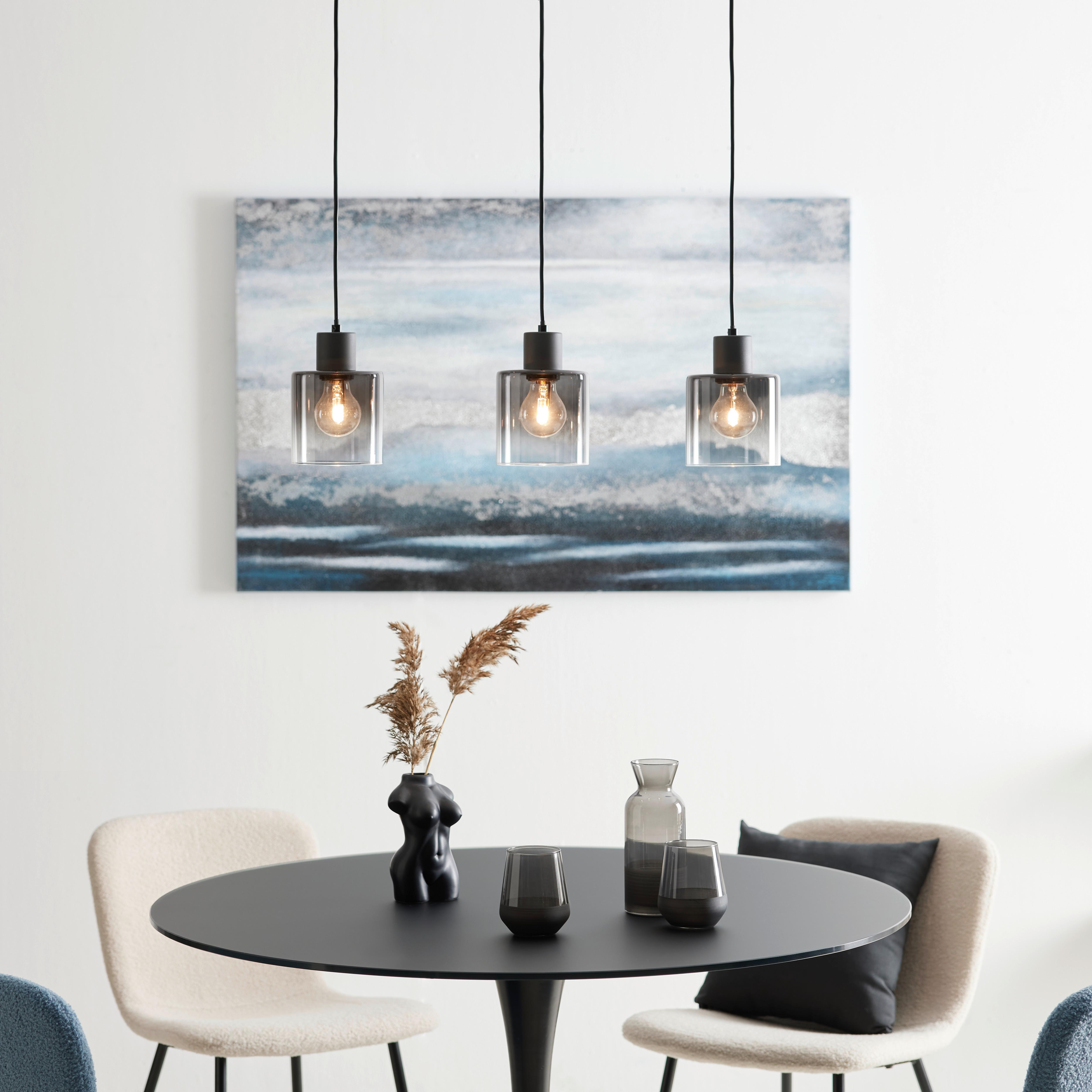 Hängeleuchte Estelle in Schwarz max. 25 Watt - Schwarz, Glas/Kunststoff (64/12/120cm) - Mömax