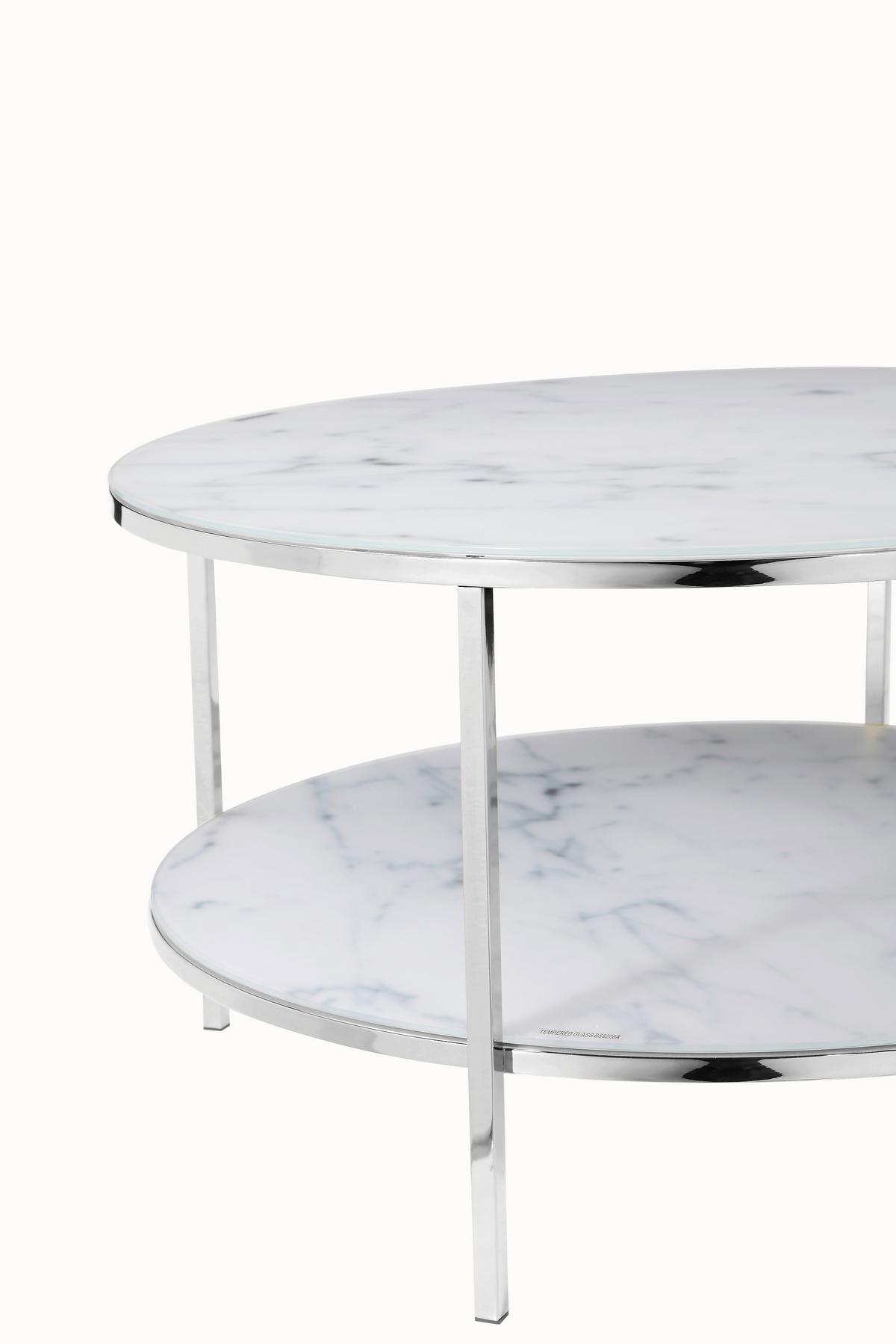 Klubska Miza Marble, Bela - barve kroma/bela, Design, kovina/steklo (80/45cm) - Livetastic