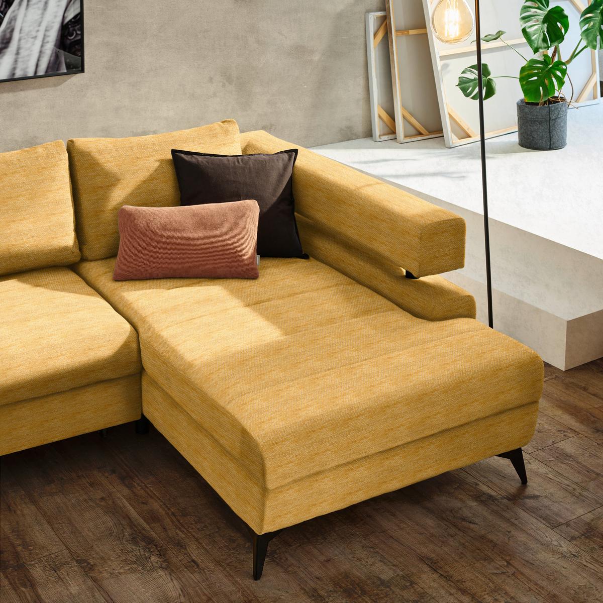 Kutna Garnitura Rosalie - curry žuta/crna, Konvencionalno, tekstil/metal (265/75-89/184cm) - Modern Living