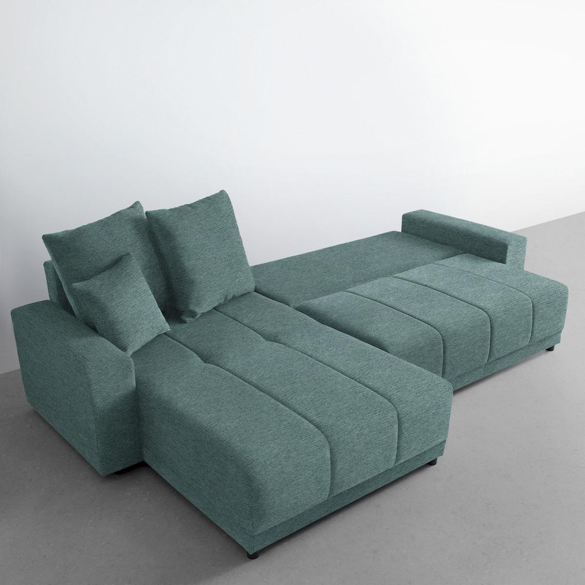 Ecksofa Alatri Petrol - Petrol/Schwarz, Modern, Kunststoff/Textil (289/90/176cm) - Based