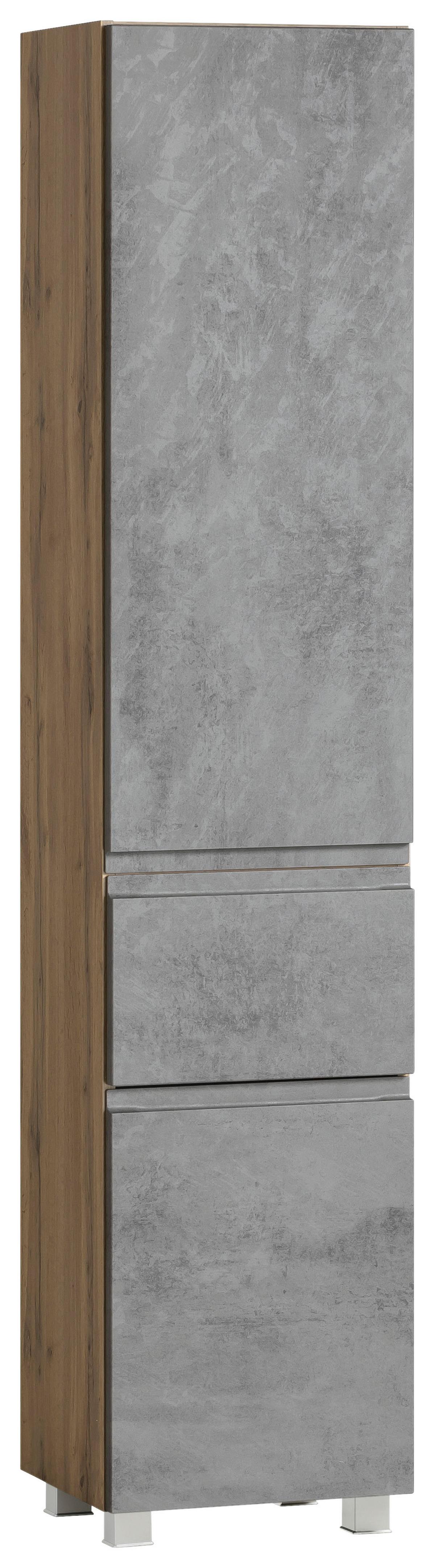 Hochschrank Varese ca. 40x180 cm Hellgrau/Eiche - Eiche Wotan/Hellgrau, MODERN, Holzwerkstoff (40/180/35cm) - Held