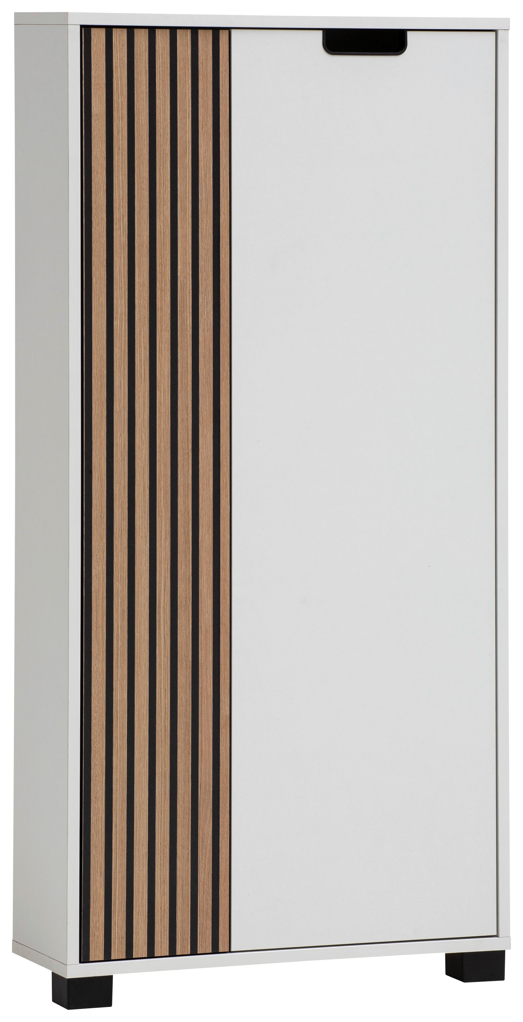 Visoka Komoda Ryker, Bela, Barva Hrasta - črna/barve hrasta, Design, umetna masa/leseni material (59,8/124/19,6cm) - MID.YOU