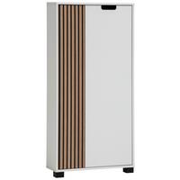 Visoka Komoda Ryker, Bela, Barva Hrasta - črna/barve hrasta, Design, umetna masa/leseni material (59,8/124/19,6cm) - MID.YOU