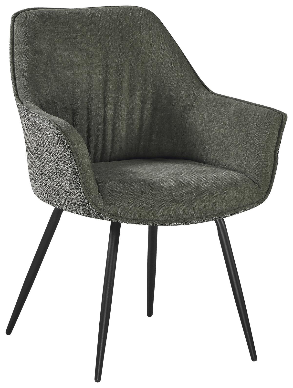 Armlehnstuhl Nova Grün - Schwarz/Grün, MODERN, Textil/Metall (64/85/62cm) - Premium Living