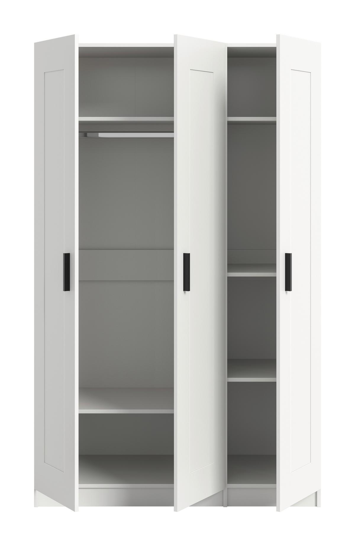 Drehtürenschrank Visby Weiß - Schwarz/Weiß, ROMANTIK / LANDHAUS, Holzwerkstoff/Kunststoff (120/195/56cm) - Livetastic