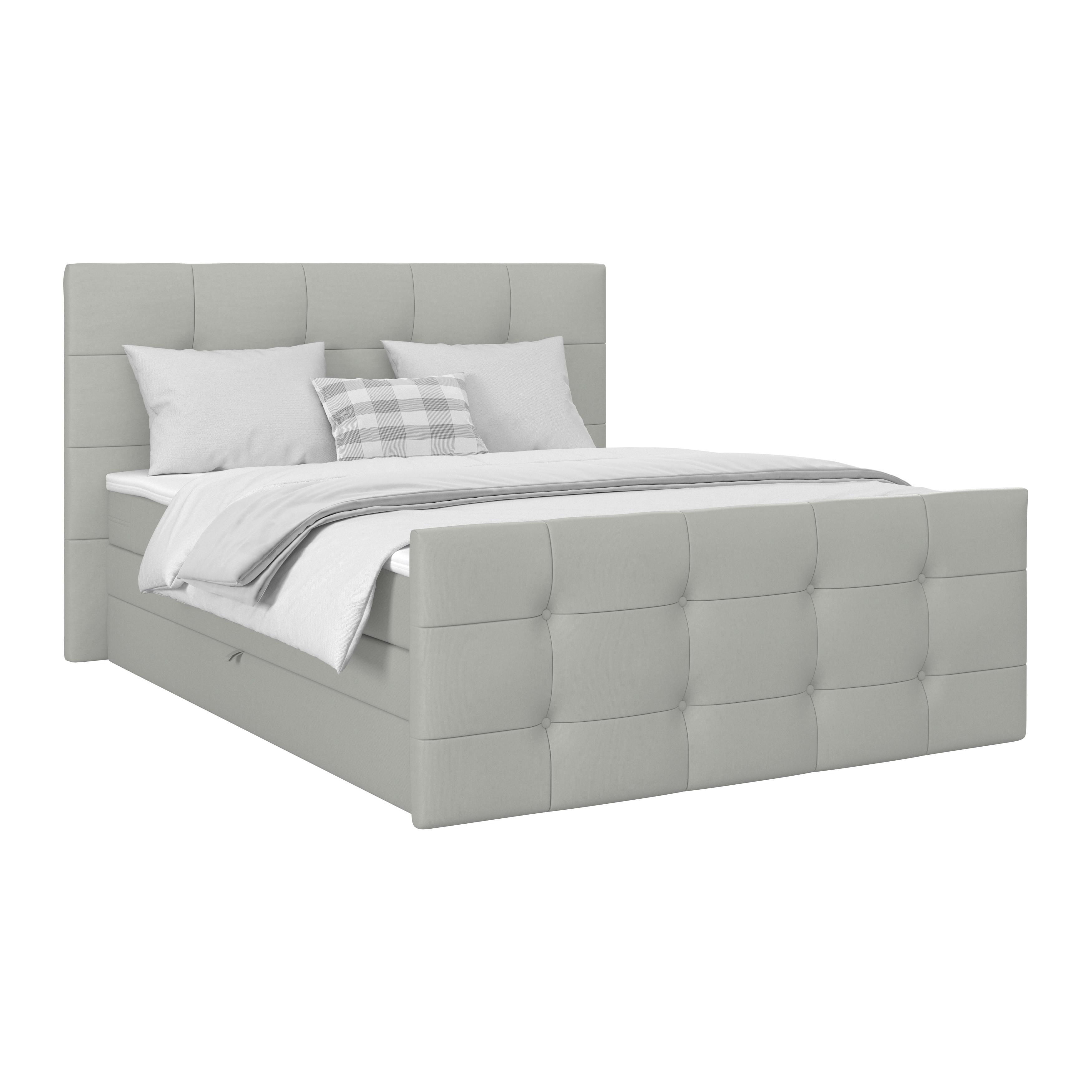 PAT BOXSPRING JOSIE C - argintiu, Modern, plastic/lemn (180/200cm)