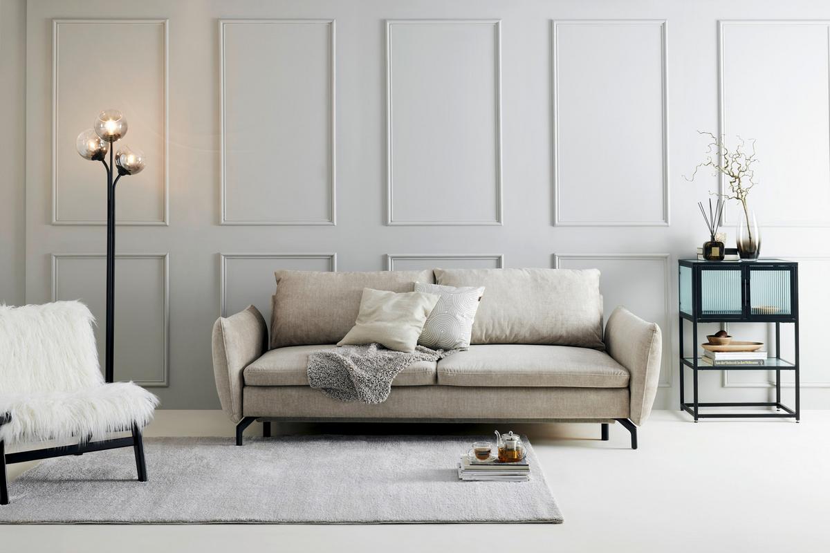 Zofa Mido, Bež, Ležišče - črna/bež, Moderno, kovina/tekstil (224/89/109cm) - Mömax