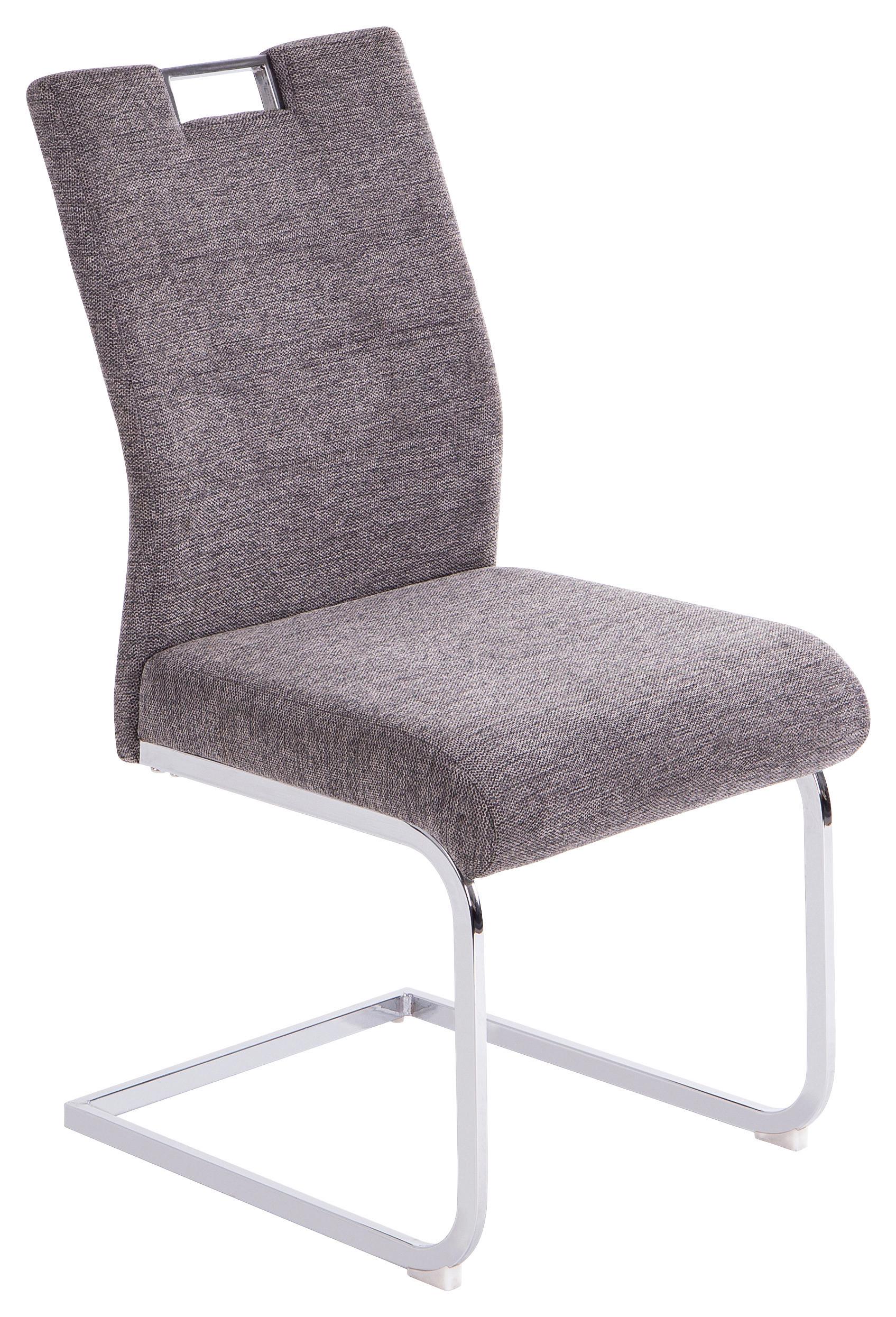 KRZESŁO NA PŁOZIE SALLY 2 - szary/kolor chromowy, Design, metal/tkanina (49/98/62cm) - Carryhome