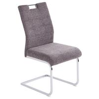 KRZESŁO NA PŁOZIE SALLY 2 - szary/kolor chromowy, Design, metal/tkanina (49/98/62cm) - Carryhome