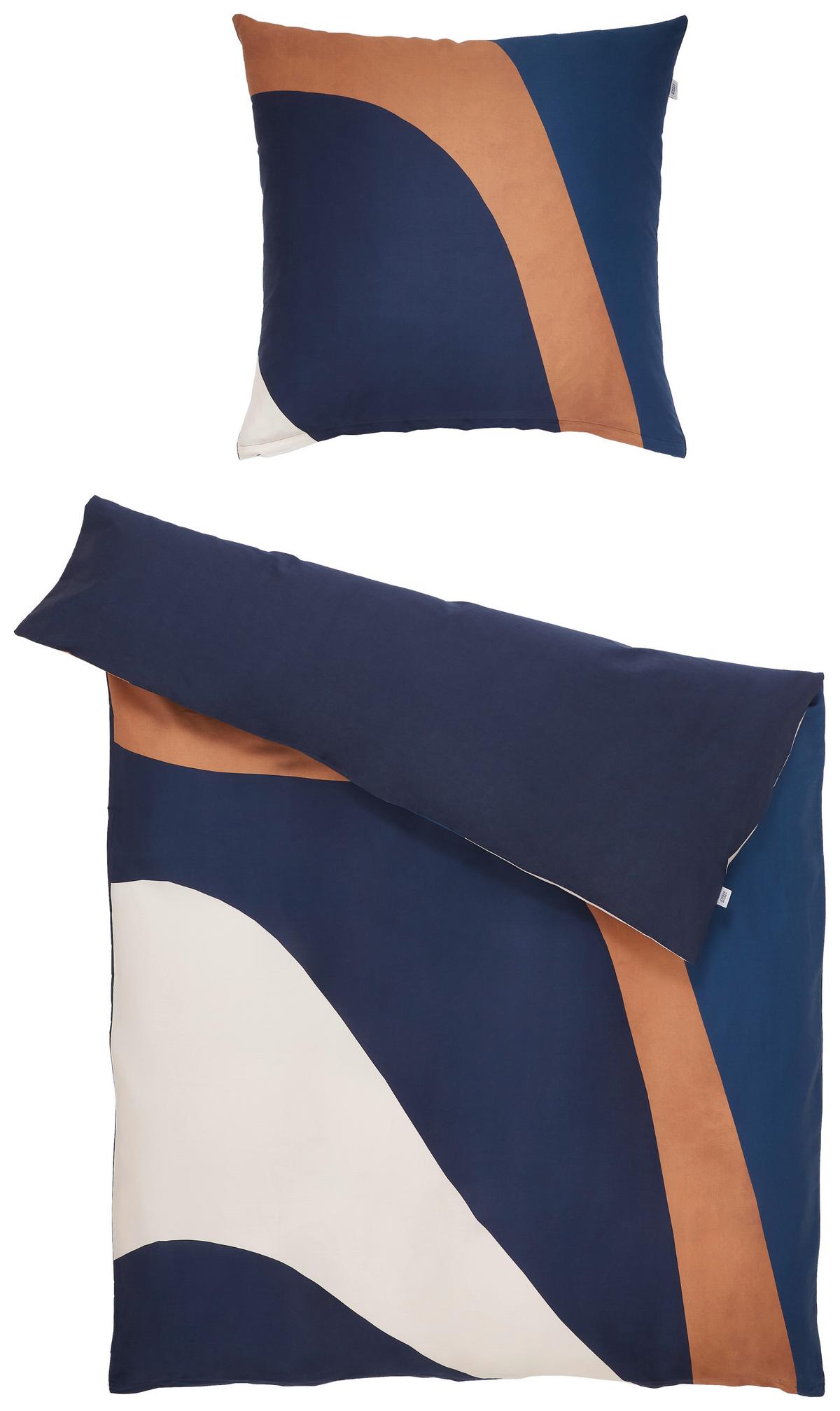 POŚCIEL DWUSTRONNA SW-WAVES - niebieski/kremowy, Trend, tkanina (135/200cm) - Schöner Wohnen