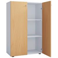 Schuhschrank LONA Weiß/ Buchefarben ca. 70x110x39cm - Buchefarben/Silberfarben, Design, Holzwerkstoff/Kunststoff (70/110/39cm) - MID.YOU