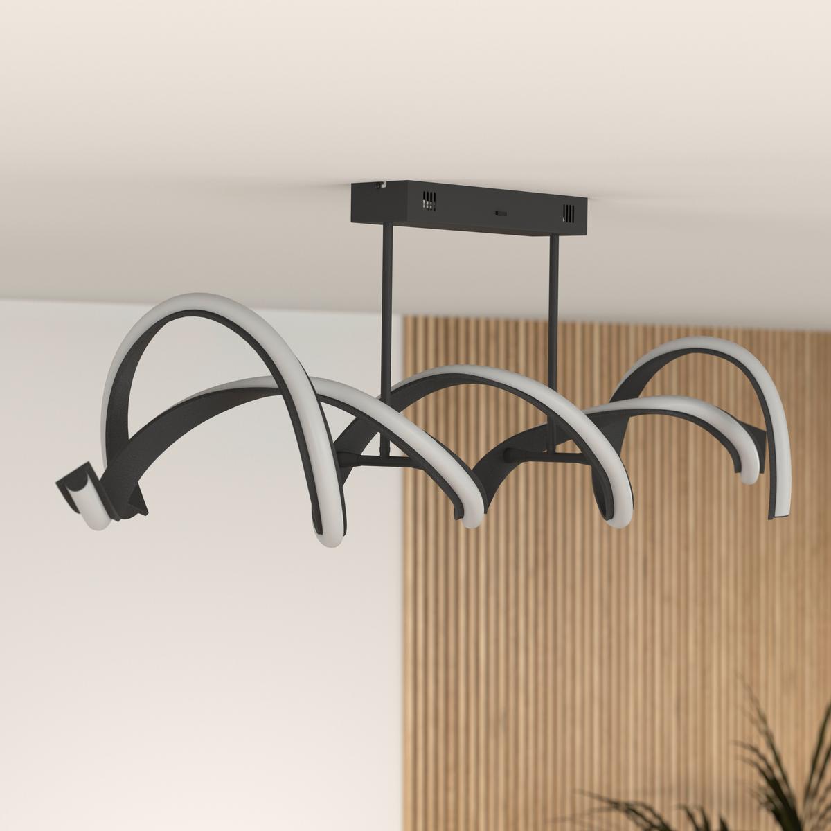 LAMPA SUFITOWA LED BRACKNELL - czarny, Design, tworzywo sztuczne/metal (120/22/32cm) - Novel
