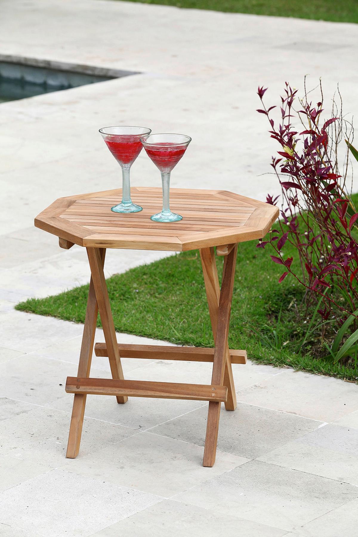 Gartenbeistelltisch Luang Teak klappbar - Braun, Basics, Holz (50/50/50cm) - Gardenson