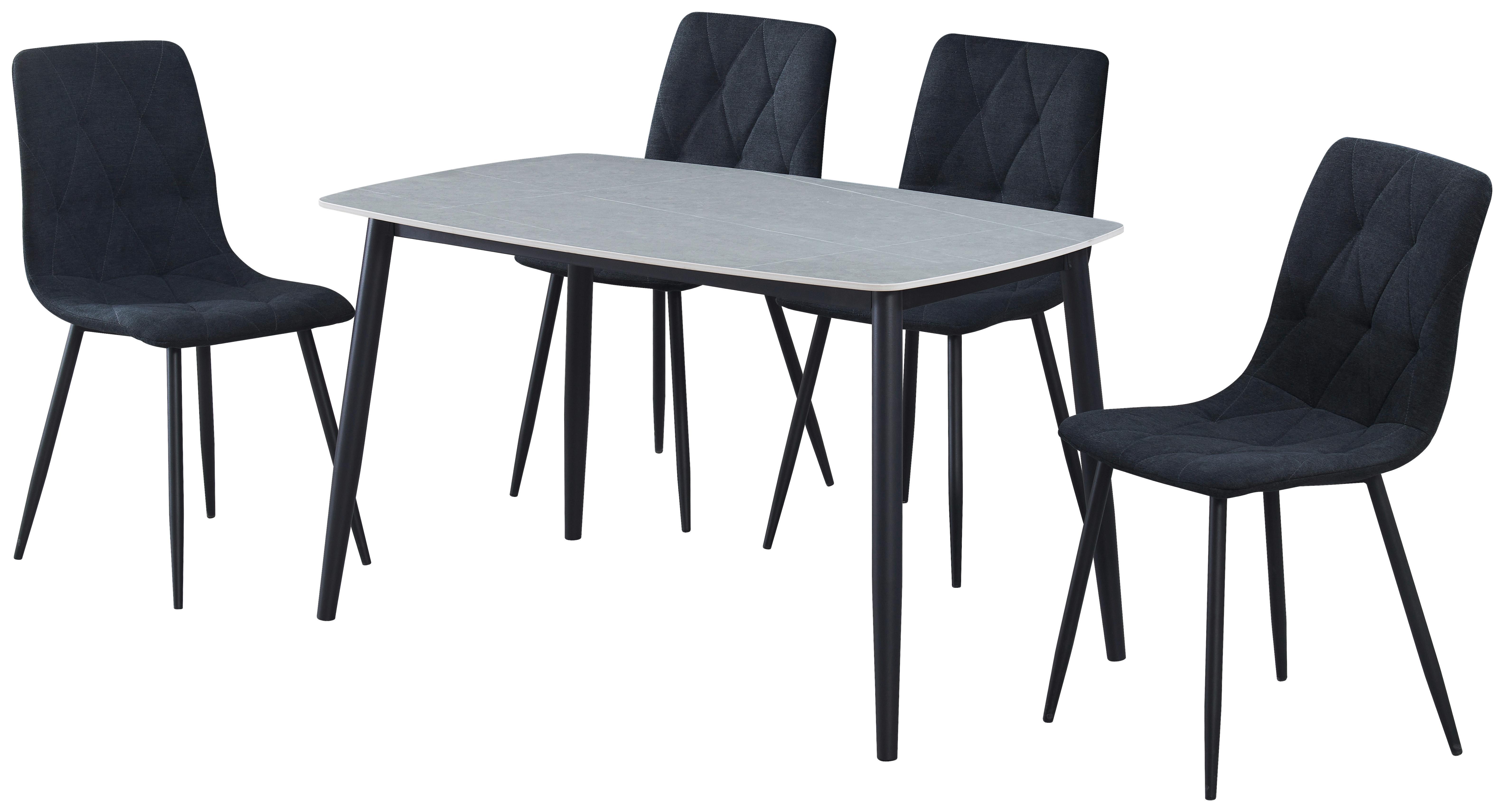 Étkezőgarnitúra Andi - fekete/szürke, Design, textil/fa (120/79/73cm) - Based