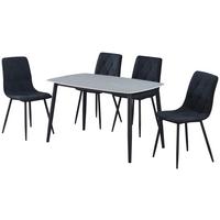 Étkezőgarnitúra Andi - fekete/szürke, Design, textil/fa (120/79/73cm) - Based