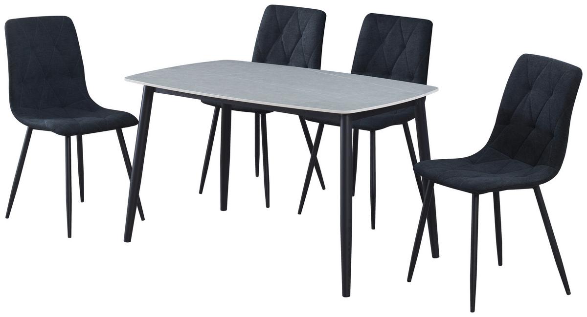 Étkezőgarnitúra Andi - fekete/szürke, Design, textil/fa (120/79/73cm) - Based