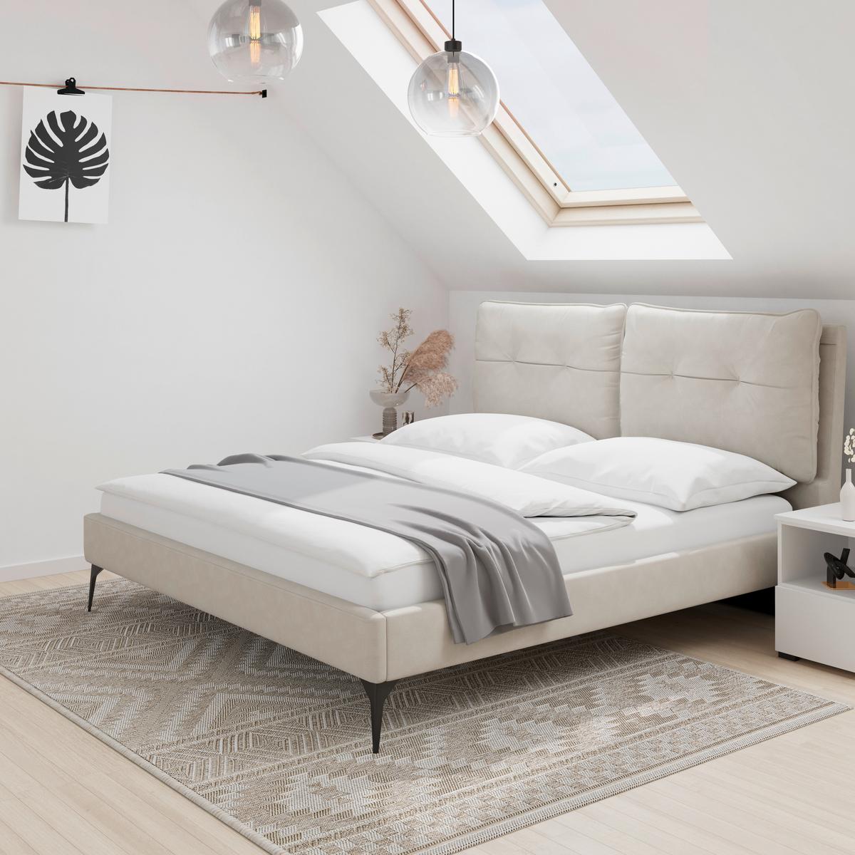 Polsterbett Malea ca. 180x200 cm Beige - Beige/Schwarz, MODERN, Holz/Textil (180/200cm) - Bessagi Home