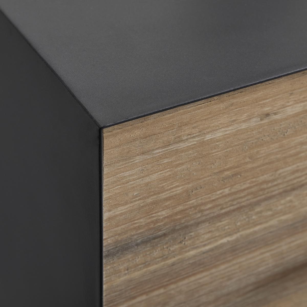 Kommode Giorgia Schwarz/Natur Echtholz/MDF - Goldfarben/Schwarz, MODERN, Holz/Metall (90/66/40cm) - Bessagi Home