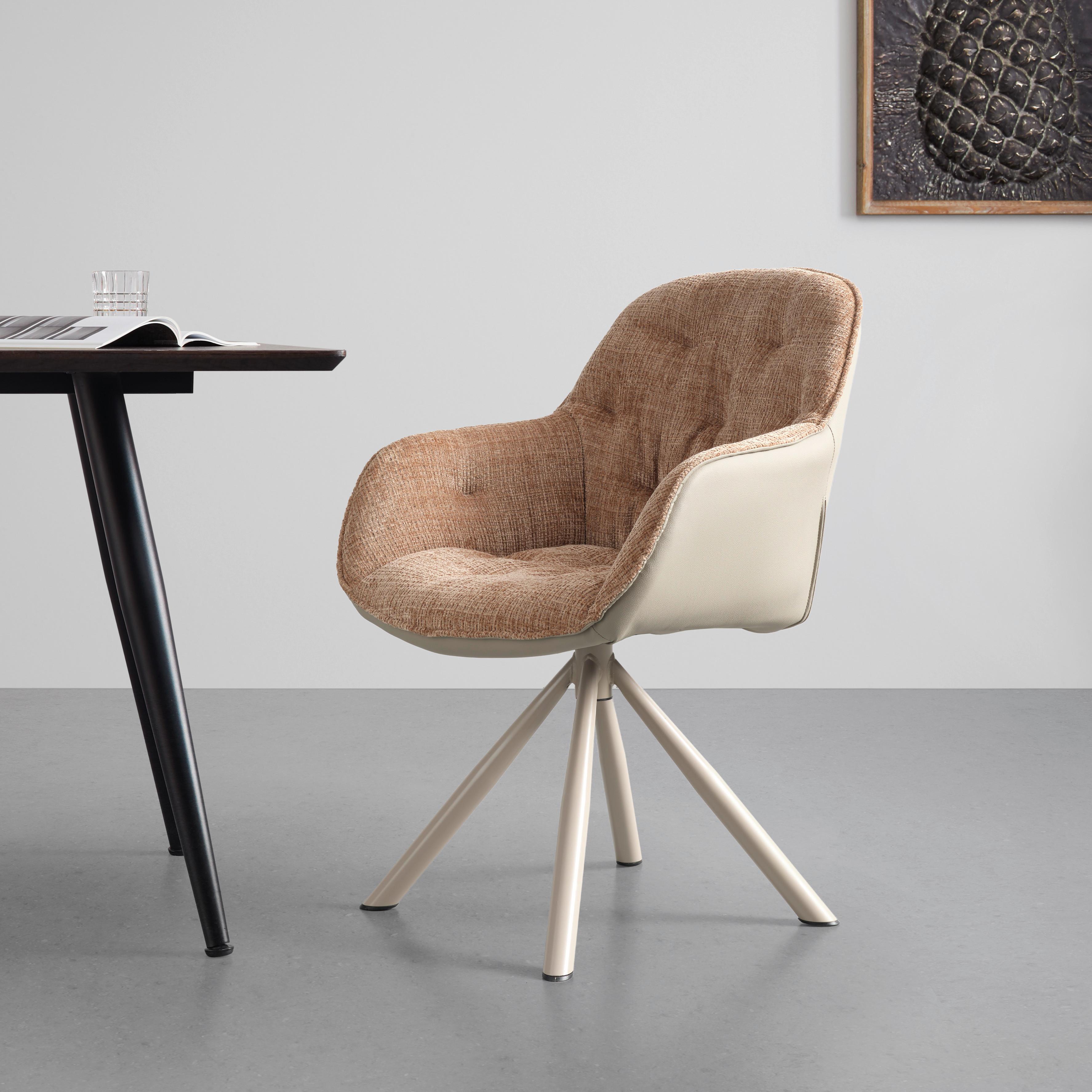STOL MED ARMSTÖD EILEEN - beige/brun, Modern, metall/textil (62/85/62cm) - Mömax