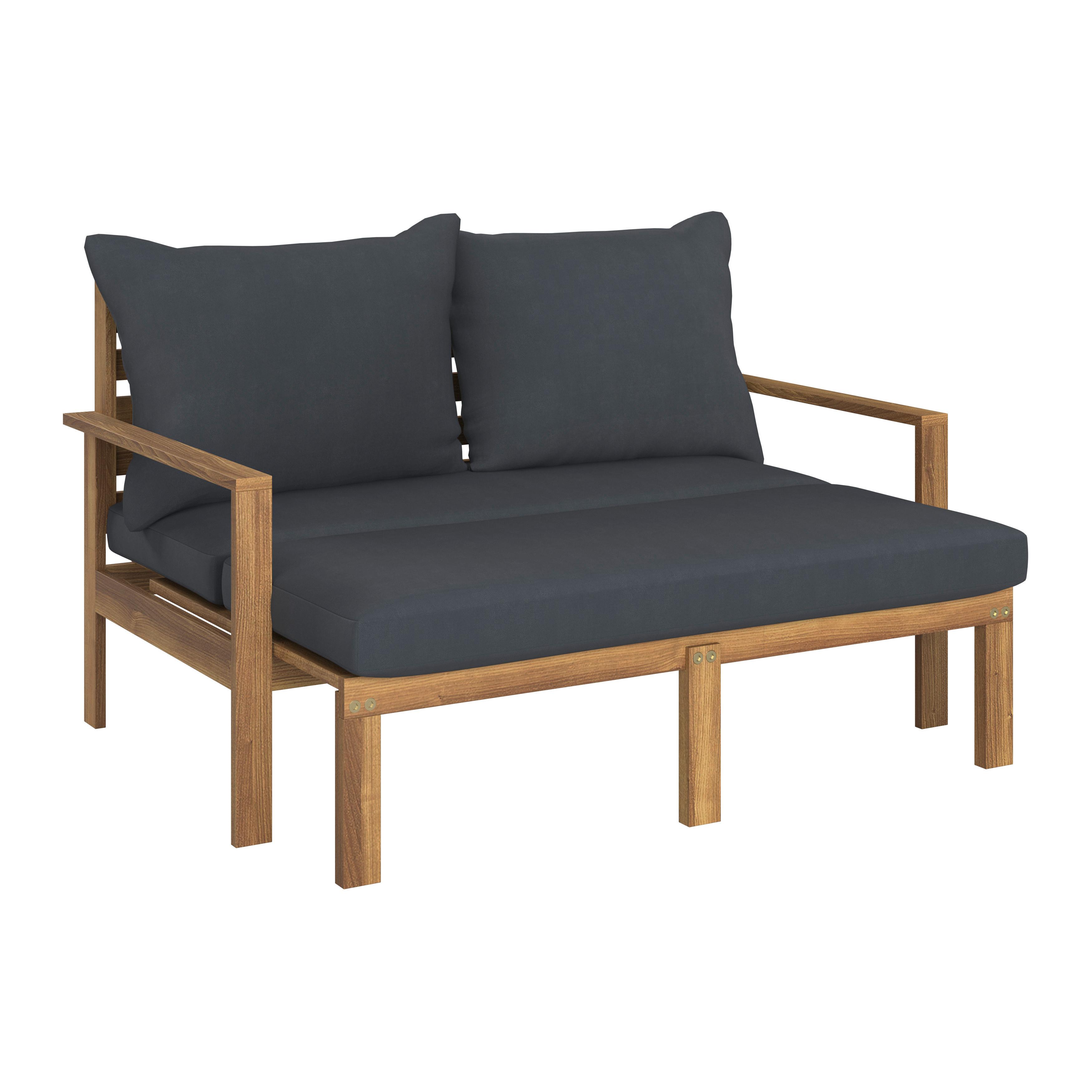 Vrtni Ležalnik Postelja Pia - temno siva, Moderno, tekstil/les (130/75/80-130cm) - Bessagi Garden