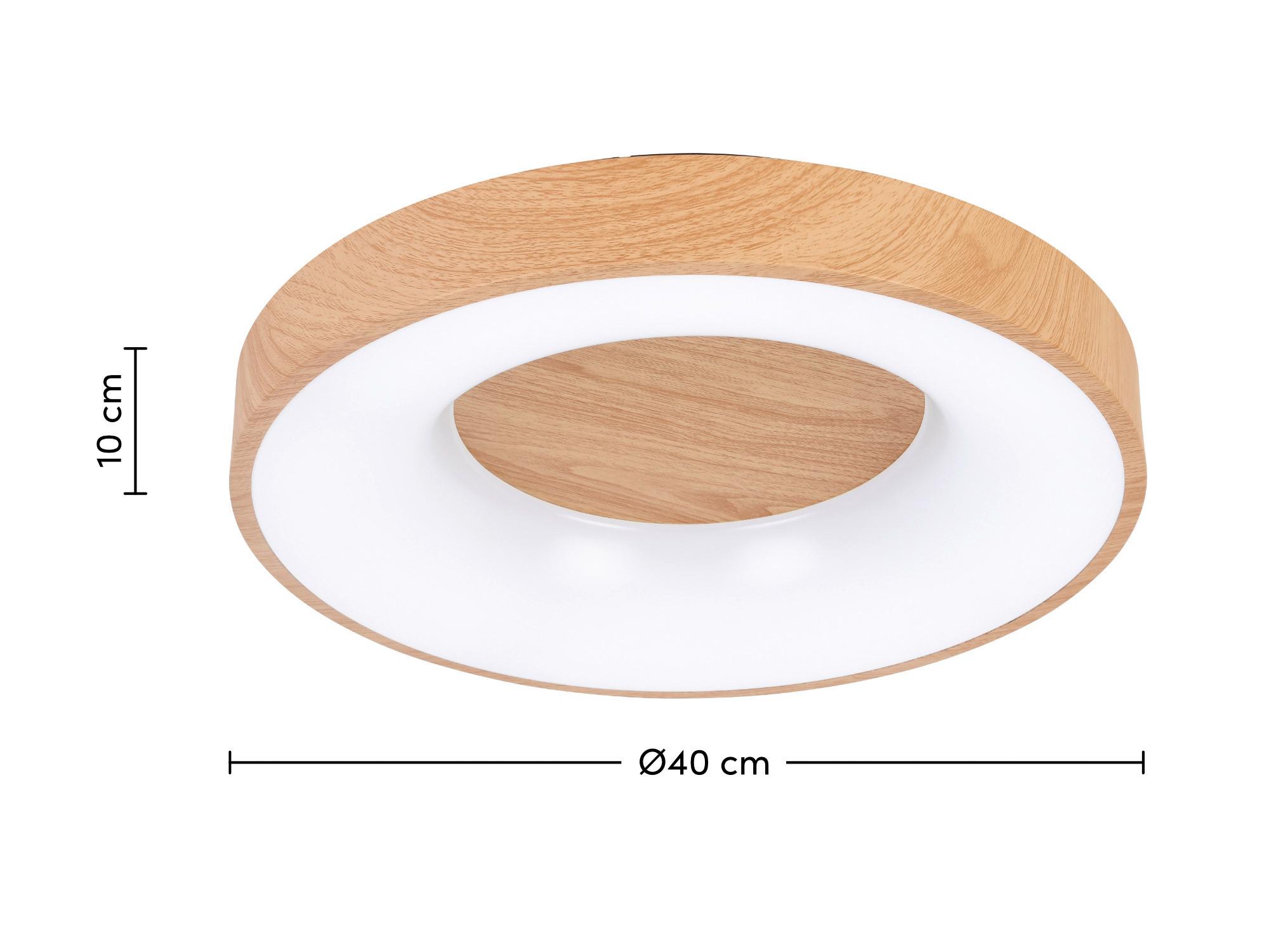 LED-Deckenleuchte Luzia max. 30 Watt - Eichefarben/Schwarz, MODERN, Kunststoff/Metall (40/10cm) - Mömax