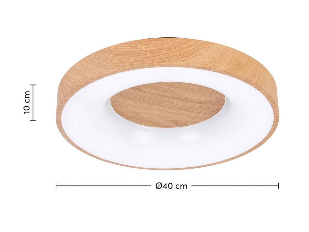 LAMPA SUFITOWA LED LUZIA - kolor dębowy/czarny, Modern, tworzywo sztuczne/metal (40/10cm) - Mömax