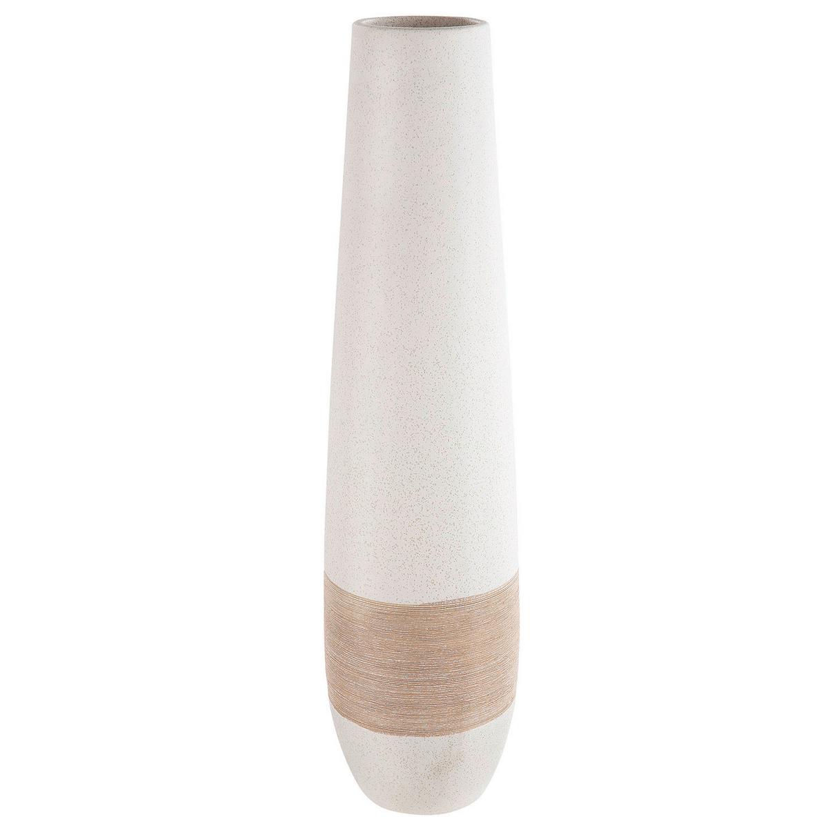 Bodenvase Creme/Hellbraun - Hellbraun/Creme, Basics, Keramik (15/56/15cm)
