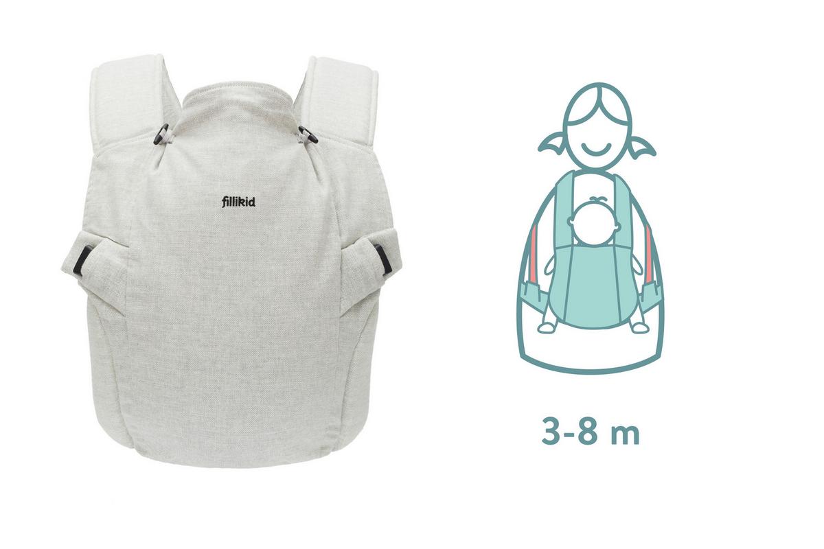 NOSIDEŁKO MC02-17 NATURAL - jasnoszary, Basics, tkanina (37/34cm) - Fillikid