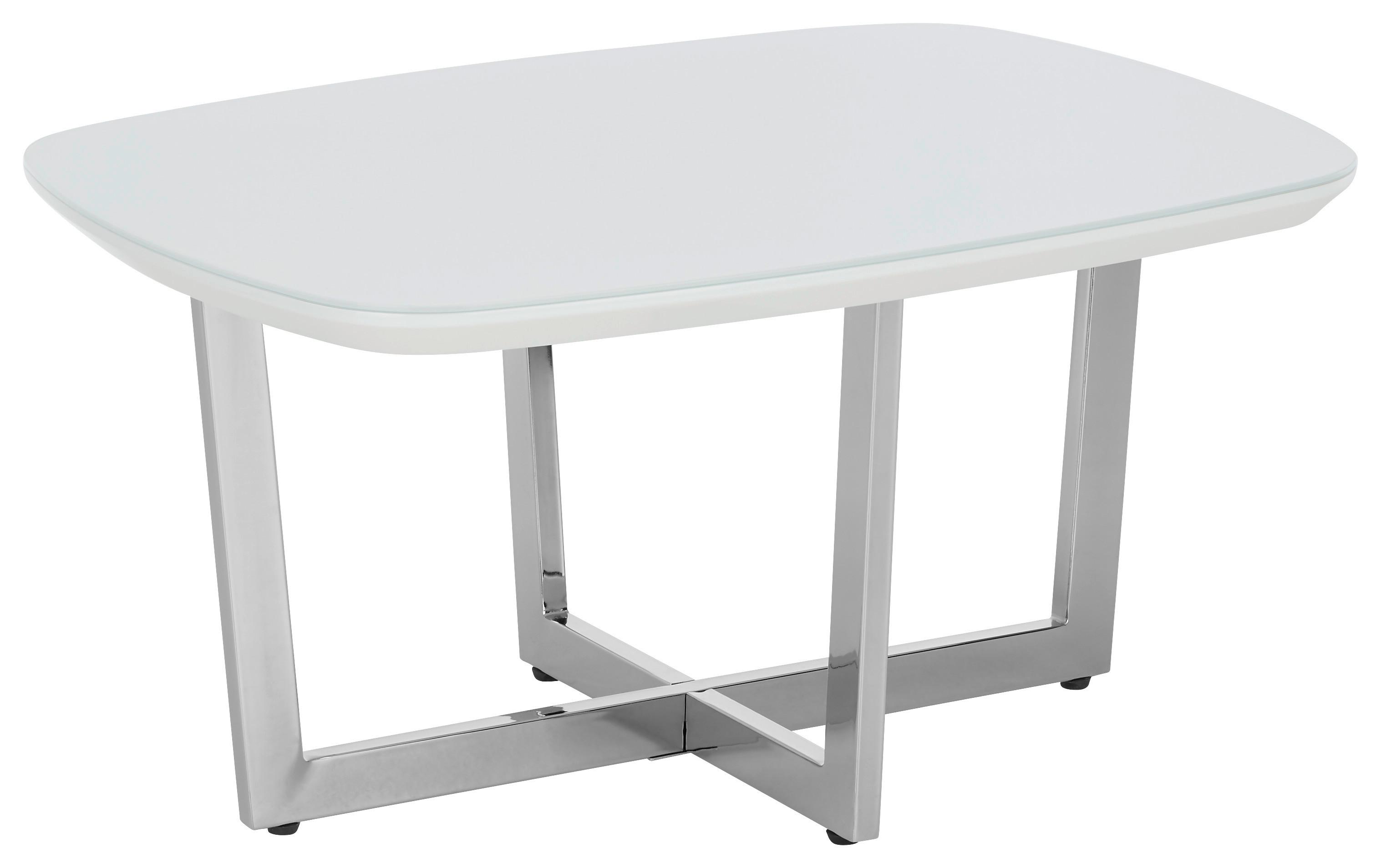 Couchtisch in Weiss mit Glasplatte - Chromfarben/weiss, Modern, Glas/Holzwerkstoff (80/40/60cm) - Modern Living