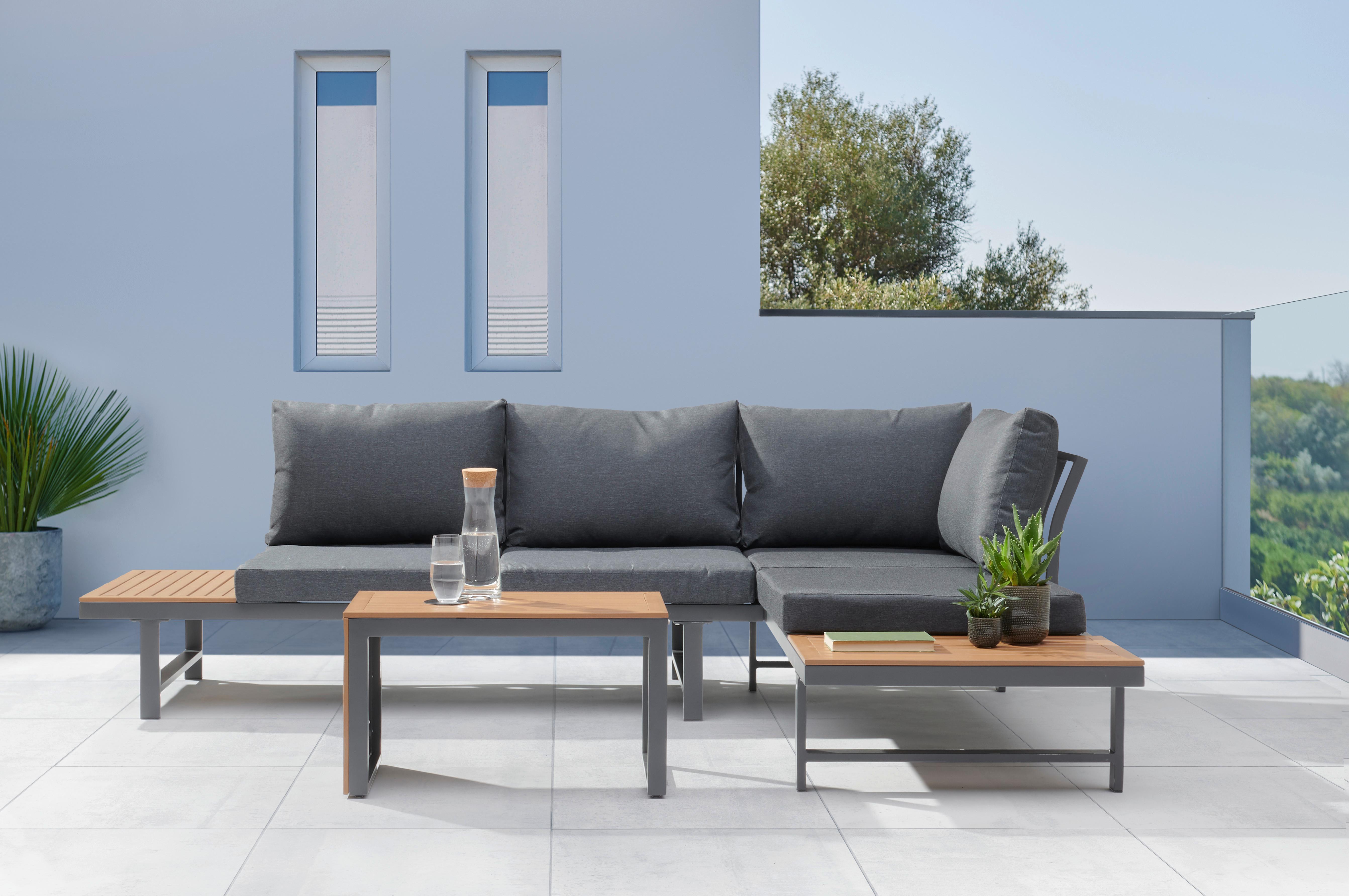 Lounge Garnitúra Melania - Natúr/Antracit, modern, Műanyag/Fém (253/70/175cm) - Modern Living