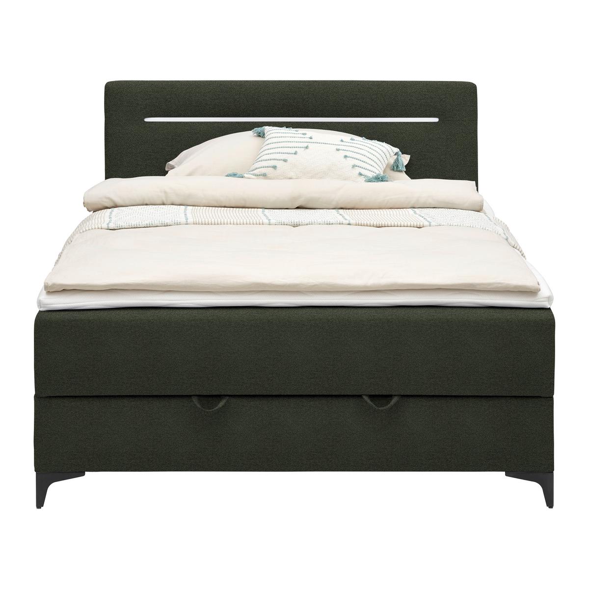 Boxbett Jerry in Olivgrün ca. 120x200cm - Schwarz/Olivgrün, KONVENTIONELL, Textil (120/200cm) - Mömax