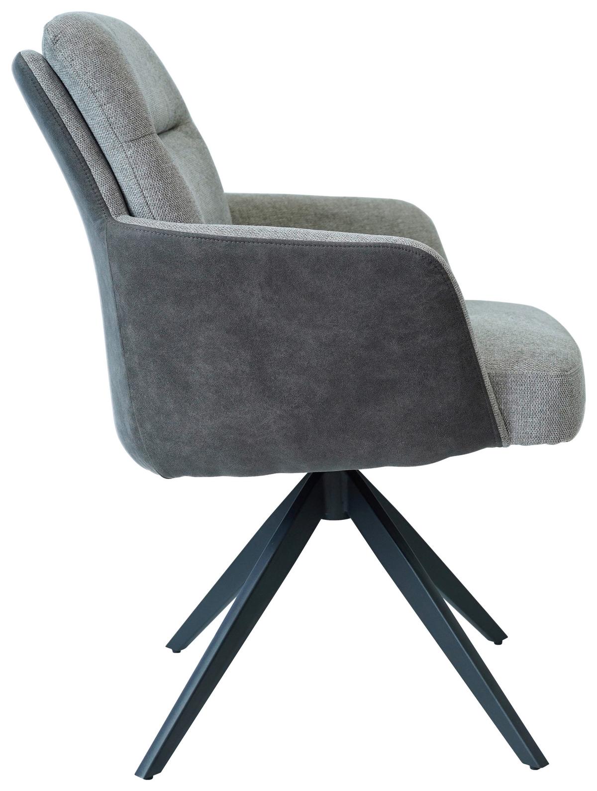 KRZESŁO Z PODŁOKIETNIKAMI CAN - jasnoszary/czarny, Design, metal/tkanina (60,5/88/65cm) - Novel