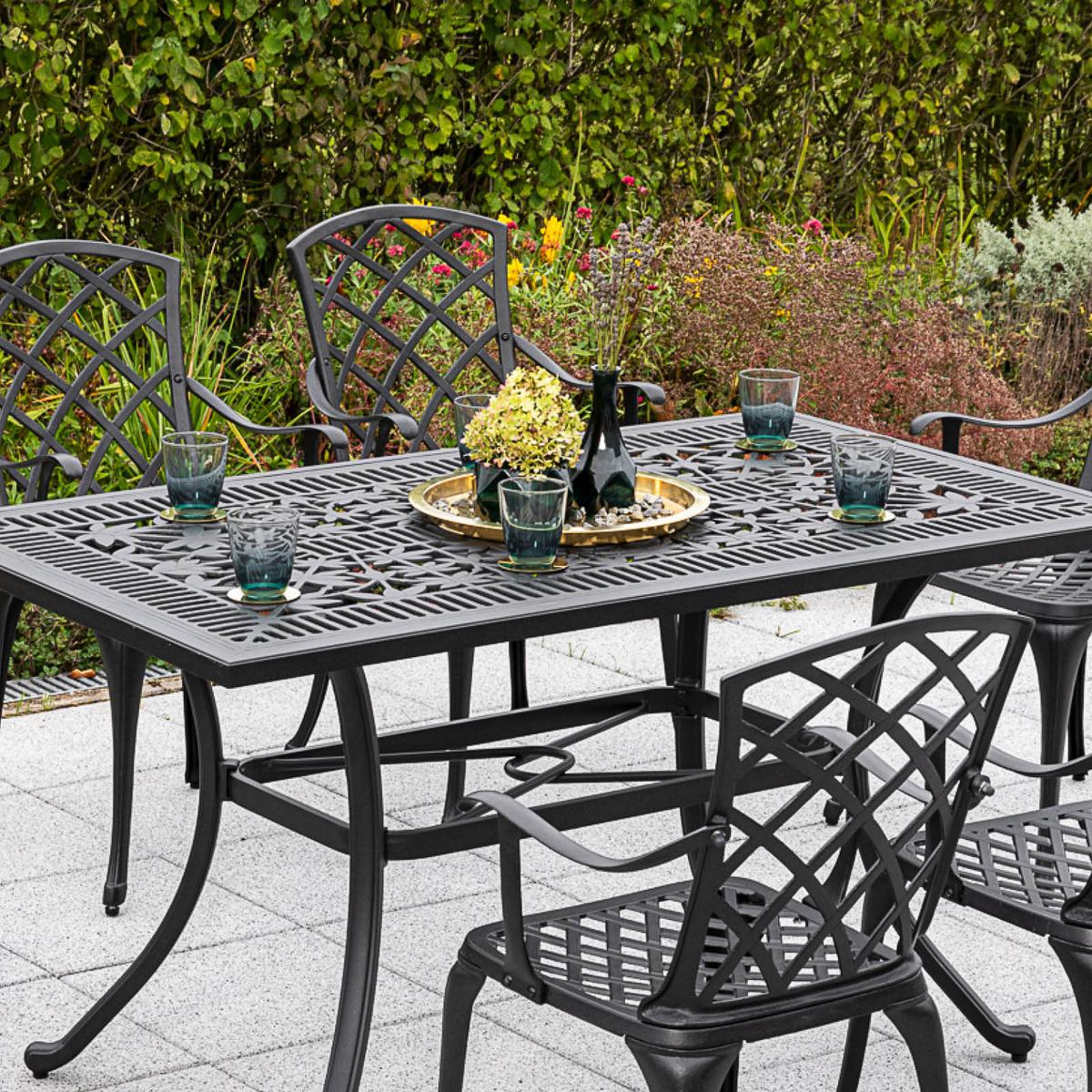 Vrtna Miza Alva, 140x80, Aluminij - črna, Konvencionalno, kovina (140/80/73cm) - Gardenson