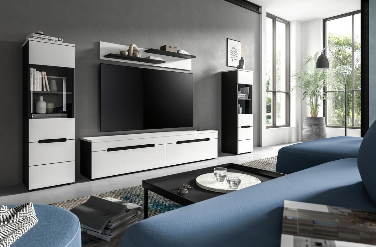 Dnevni Regal Canu, Bela, Siva, 4-Delni - črna/bela, Design, umetna masa/leseni material (272/141/33cm) - Livetastic