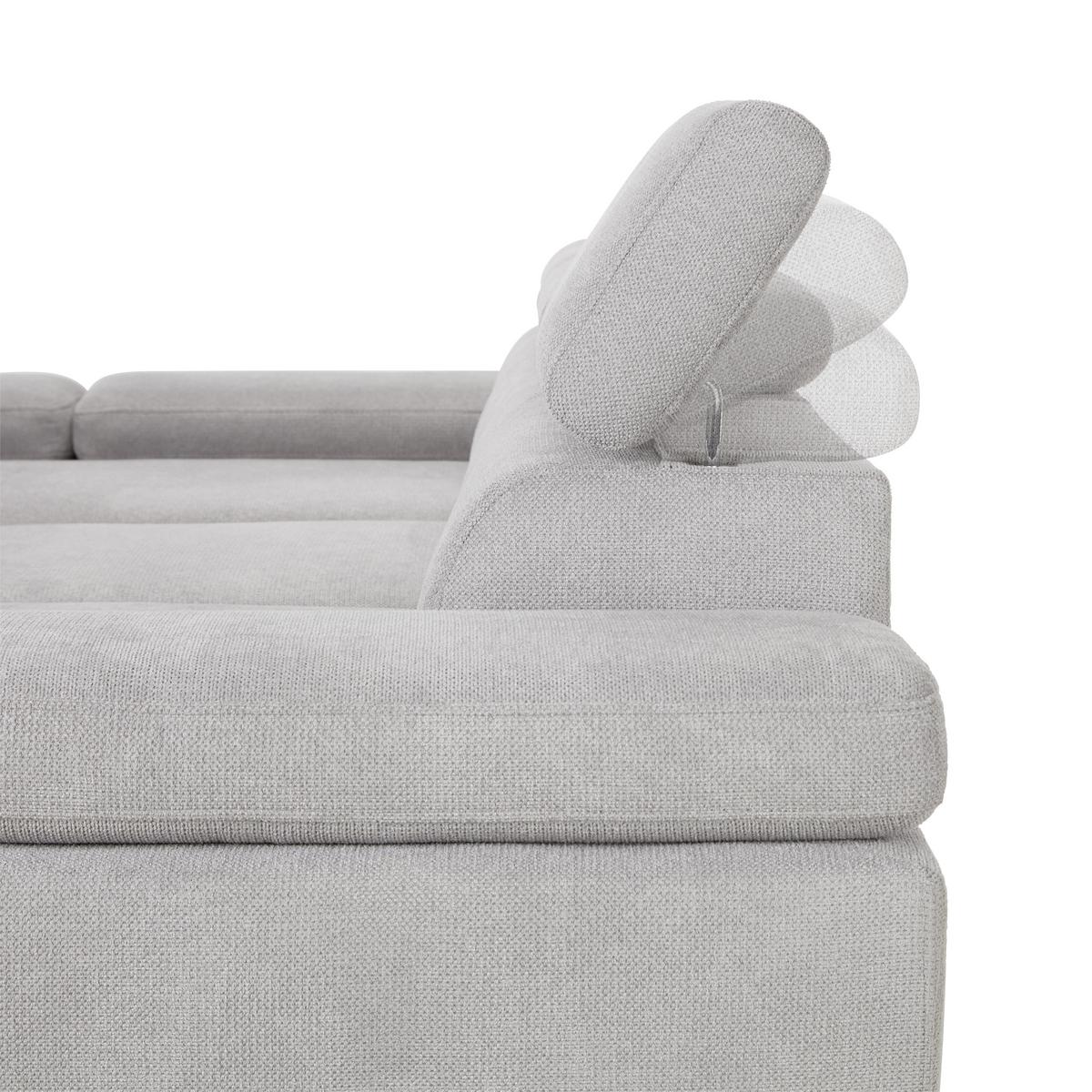 Sedežna Garnitura Molina Mini, Z Ležiščem - črna/svetlo siva, Moderno, kovina/tekstil (189/277cm) - Premium Living