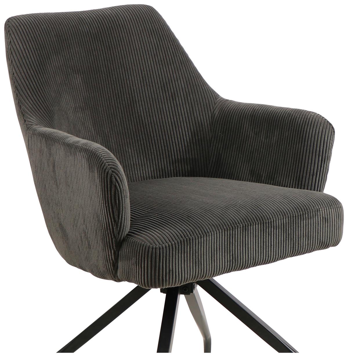 KRZESŁO Z PODŁOKIETNIKAMI JEANETTE - czarny/szary, Modern, metal/drewno (57/86/65cm) - MID.YOU