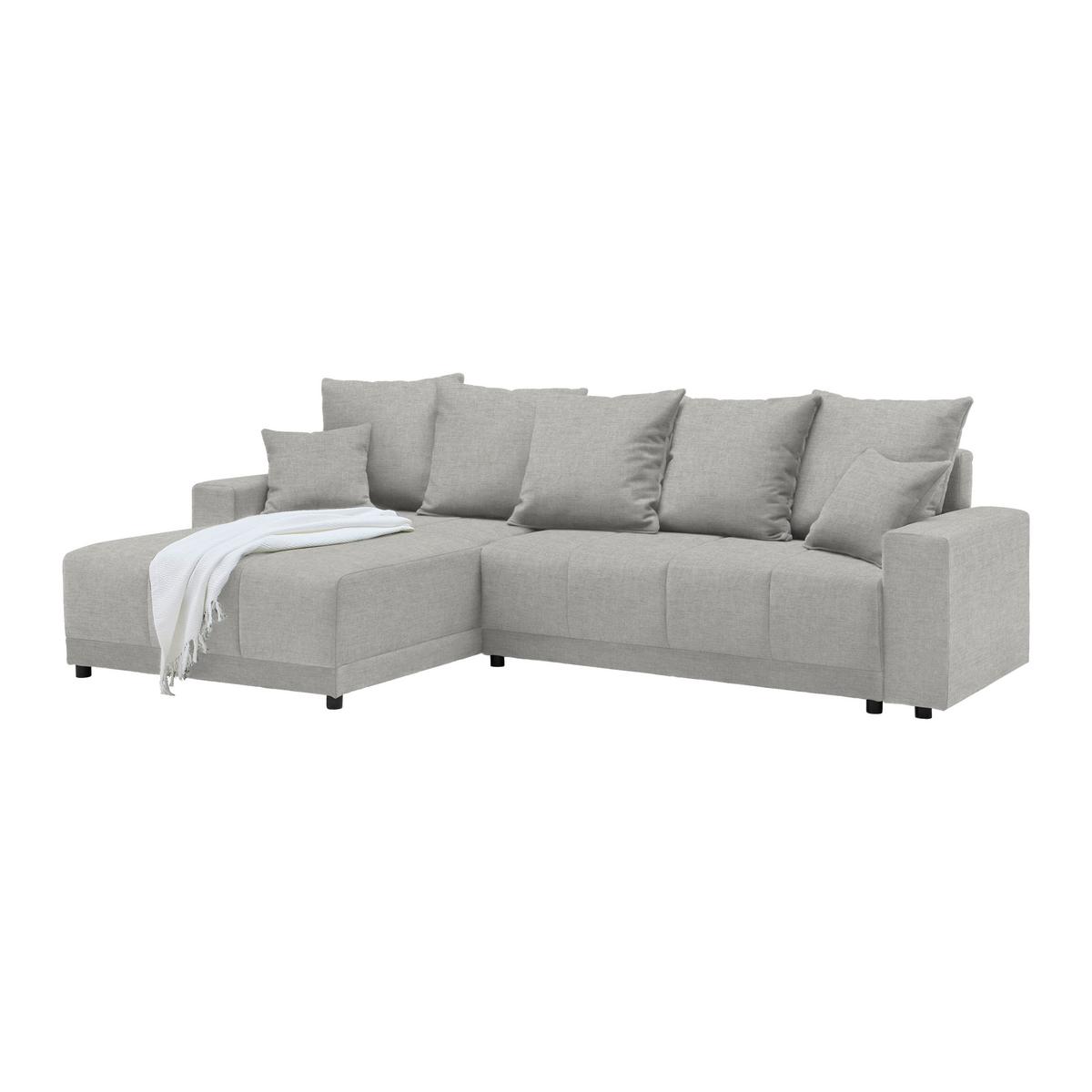 Ecksofa Alatri Grau - Silberfarben/Schwarz, MODERN, Kunststoff/Textil (289/90/176cm) - Based