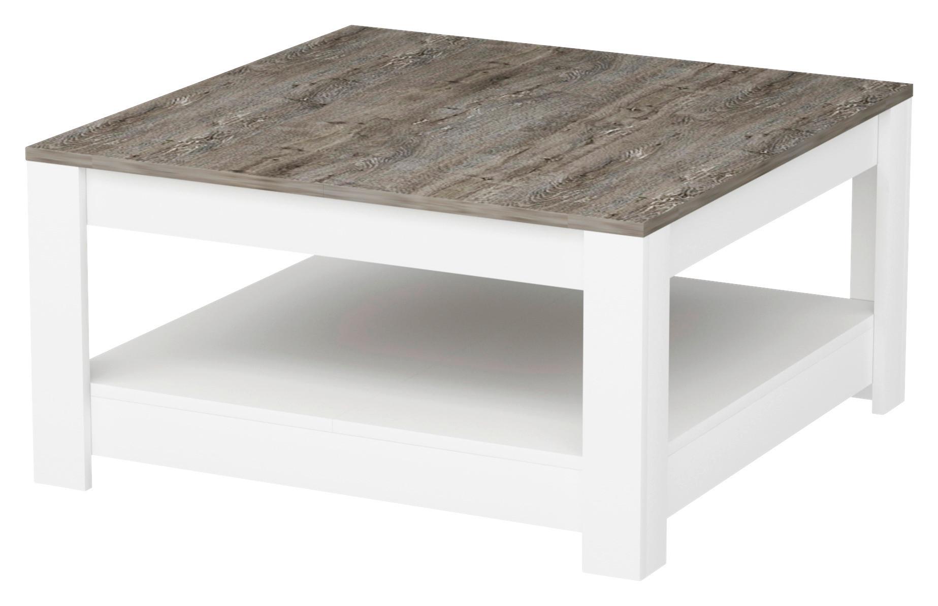 COUCHTISCH ATHENA COUCHTISCH - Eiche dunkel/Weiss, Design, Holzwerkstoff (89/89/45cm) - Livetastic