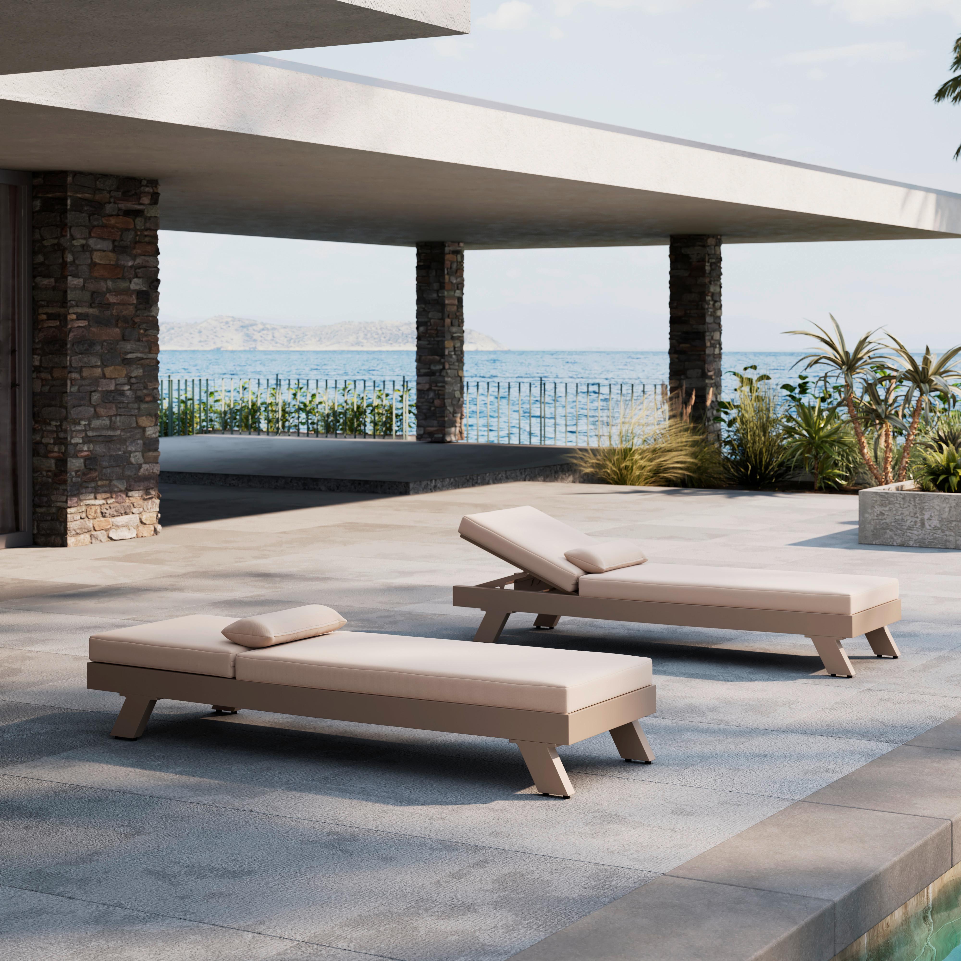 Gartenliege Susa Creme Metall/Outdoorstoff +Abdeckung - Creme, MODERN, Textil/Metall (200/64/40cm) - Bessagi Garden