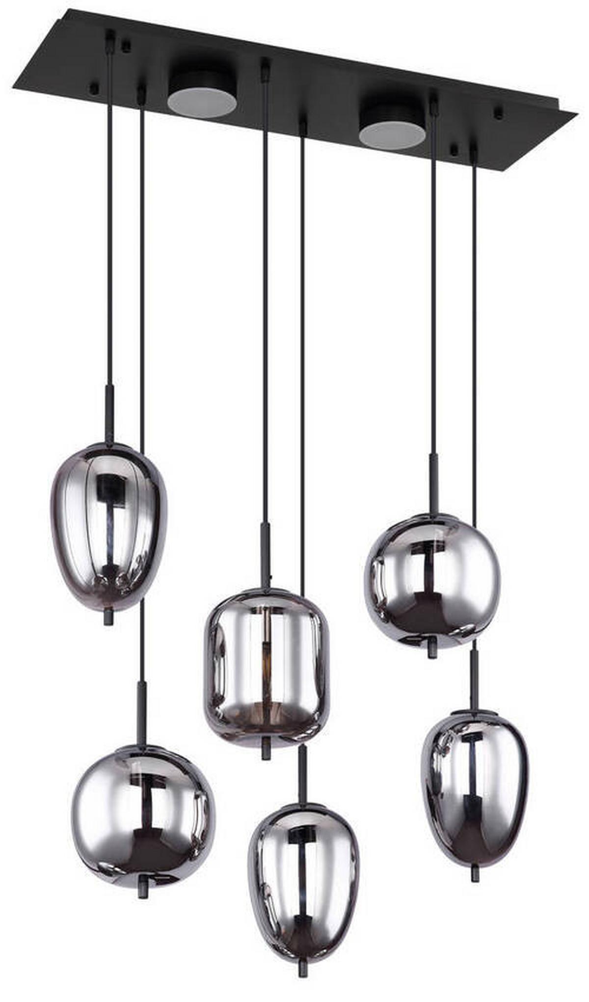 Viseča Led-svetilka 15345-6l Blacky - črna/siva, Design, kovina/umetna masa (80/34/120cm) - Globo
