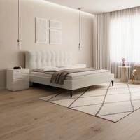 Pat tapițat crem Clea cca 180X200 crem - ivoar/maro deschis, Modern, lemn/metal (180/200cm) - Bessagi Home