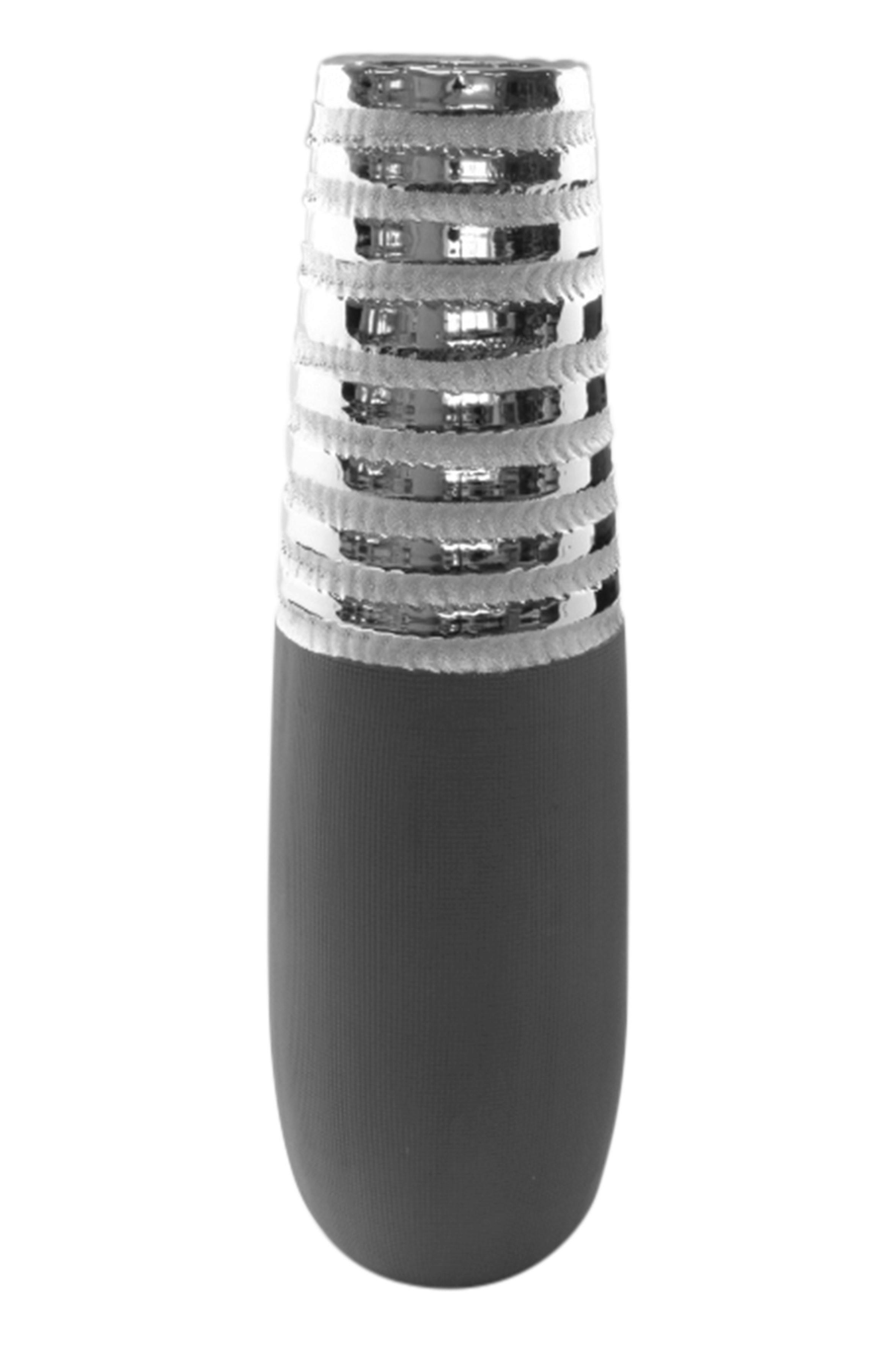 Bodenvase Grau/Silberfarben - Silberfarben/Grau, Basics, Keramik (15/65/15cm)