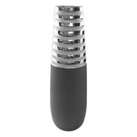Bodenvase Grau/Silberfarben - Silberfarben/Grau, Basics, Keramik (15/65/15cm)